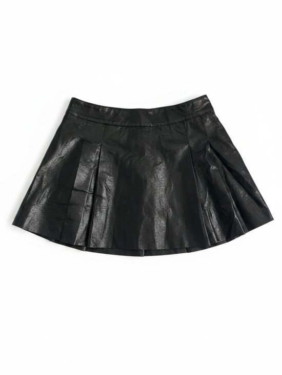 idem ditto Dresses & Skirts - idem ditto Black Faux Leather Pleated Mini Skirt Size L NWT